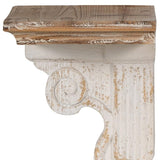 11" X 14" White and Natural Distressed Wood Corbel Style Wall Shelf - Homeroots
