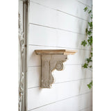 11" X 14" White and Natural Distressed Wood Corbel Style Wall Shelf - Homeroots