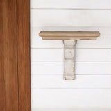 11" X 14" White and Natural Distressed Wood Corbel Style Wall Shelf - Homeroots