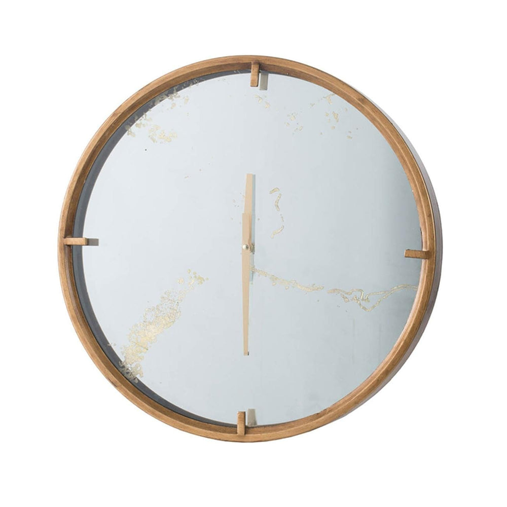 2" Round Gold Wood Analog Wall Clock - Homeroots - Flyclothing LLC