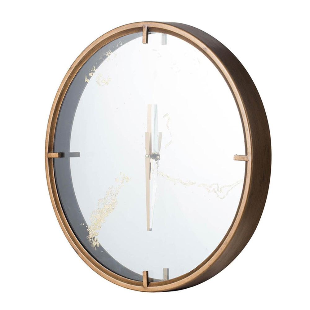 2" Round Gold Wood Analog Wall Clock - Homeroots - Flyclothing LLC