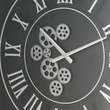24" Black and Silver Vintage Style Gears Square Wall Clock - Homeroots - Flyclothing LLC