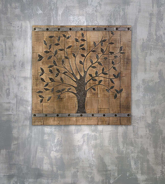 Rustic Brown Barn Door Tree of Life Wall Art - Homeroots - Flyclothing LLC