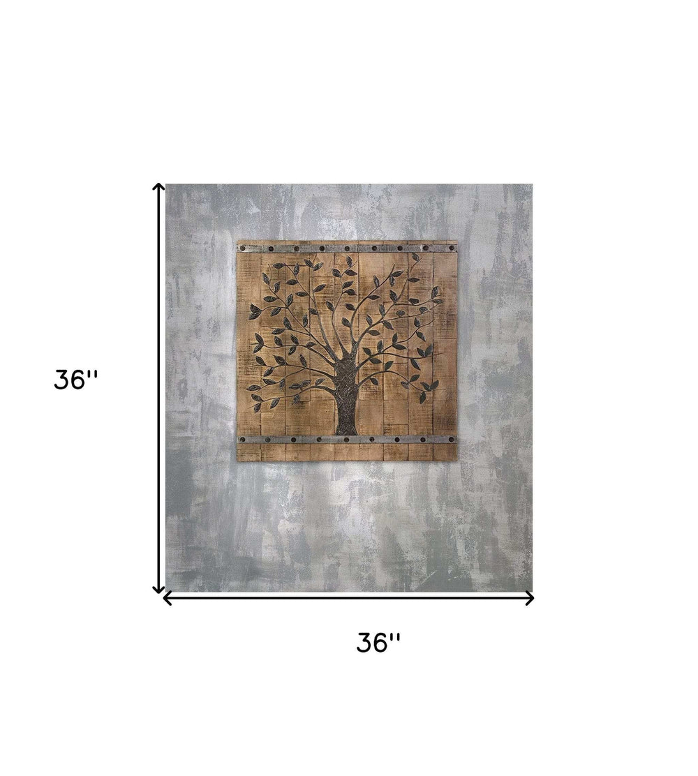 Rustic Brown Barn Door Tree of Life Wall Art - Homeroots - Flyclothing LLC