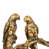 13" Antiqued Gold Parrots Sculpture - Homeroots