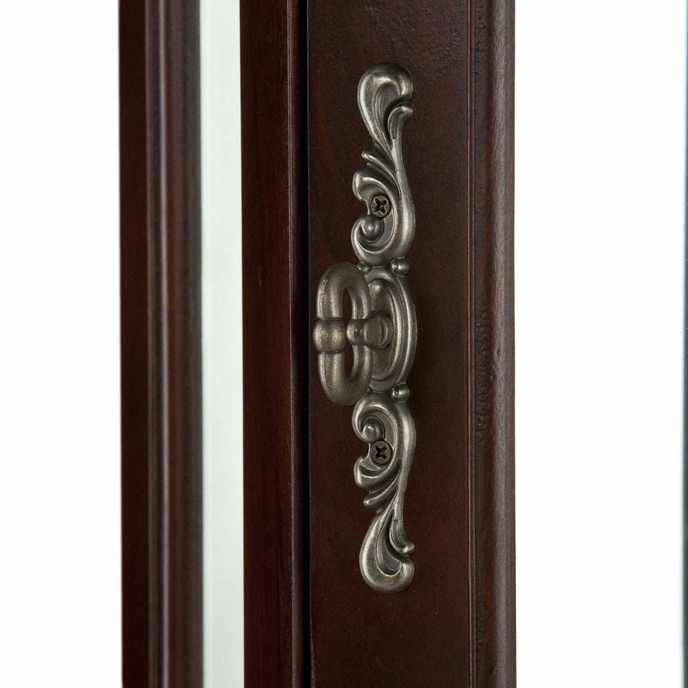 Mahogany Scallop Top Lighted Corner Curio Cabinet - Homeroots - Flyclothing LLC