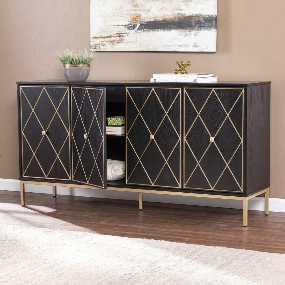 Black and Gold Harlequin Sideboard Storage Cabinet - Homeroots - Flyclothing LLC