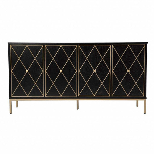 Black and Gold Harlequin Sideboard Storage Cabinet - Homeroots - Flyclothing LLC