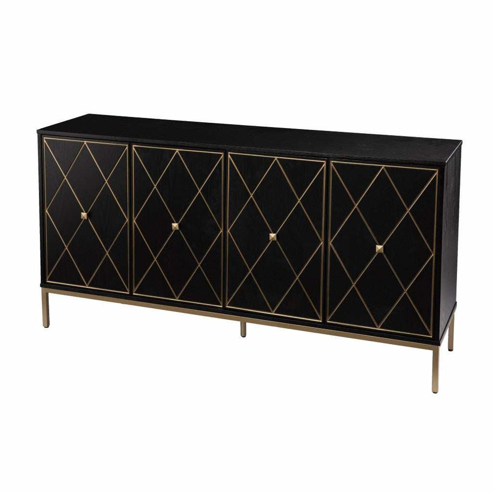 Black and Gold Harlequin Sideboard Storage Cabinet - Homeroots - Flyclothing LLC