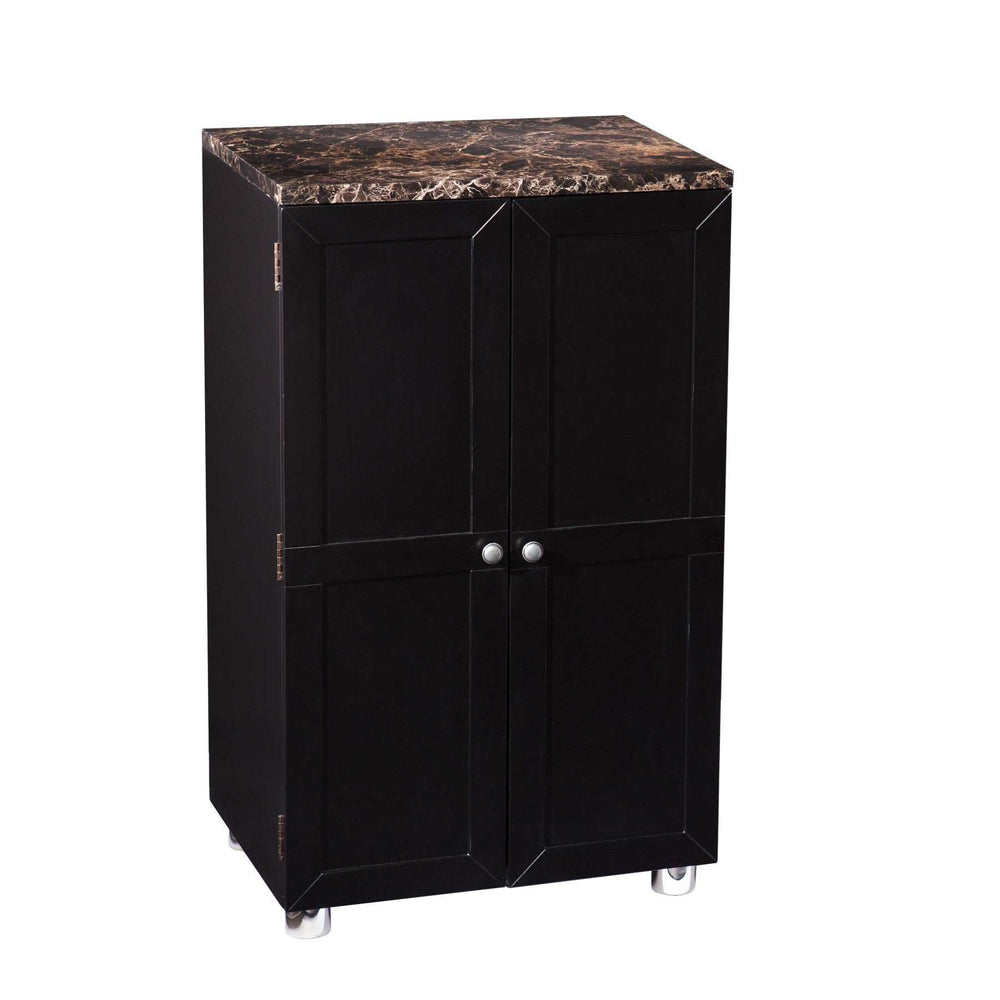 Metro Black Wood and Marble Bar Cabinet - Homeroots - Flyclothing LLC