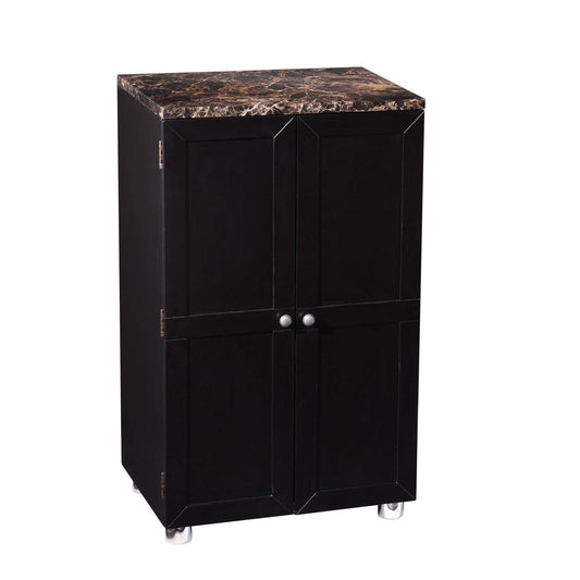 Metro Black Wood and Marble Bar Cabinet - Homeroots - Flyclothing LLC
