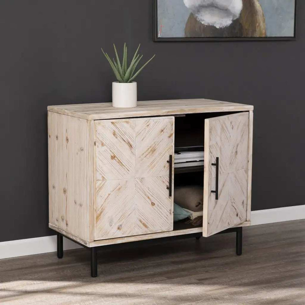 Modern Farmhouse Rustic Natural Accent Storage Cabinet - Homeroots - Flyclothing LLC