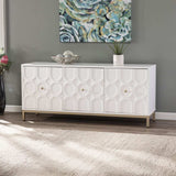 White and Gold Moroccan Dynasty Three Door Accent Cabinet - Homeroots - Flyclothing LLC