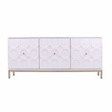 White and Gold Moroccan Dynasty Three Door Accent Cabinet - Homeroots - Flyclothing LLC