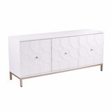 White and Gold Moroccan Dynasty Three Door Accent Cabinet - Homeroots - Flyclothing LLC