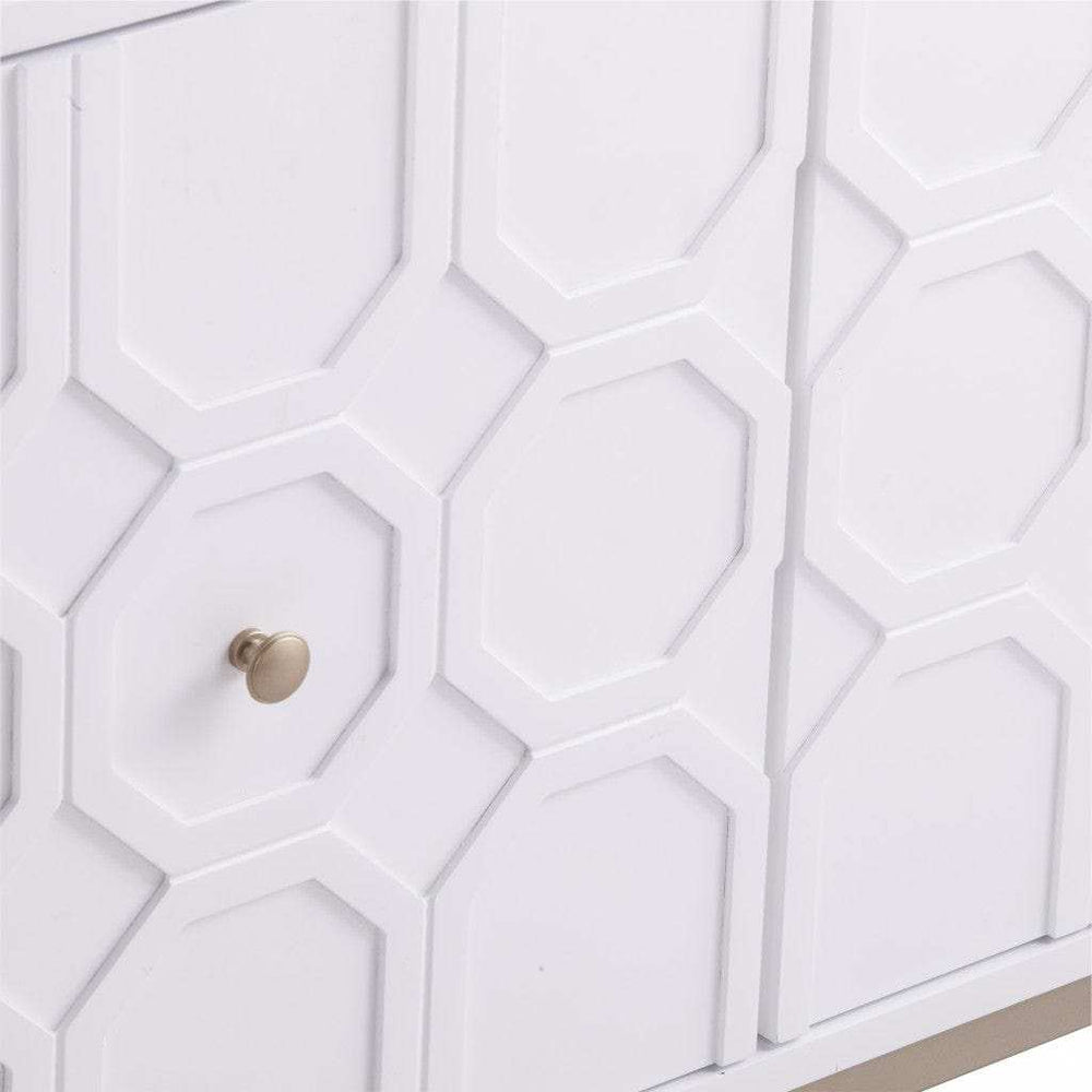 White and Gold Moroccan Dynasty Three Door Accent Cabinet - Homeroots - Flyclothing LLC