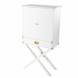 30" White Corner Display Stand With One Shelf And One Drawer - Homeroots