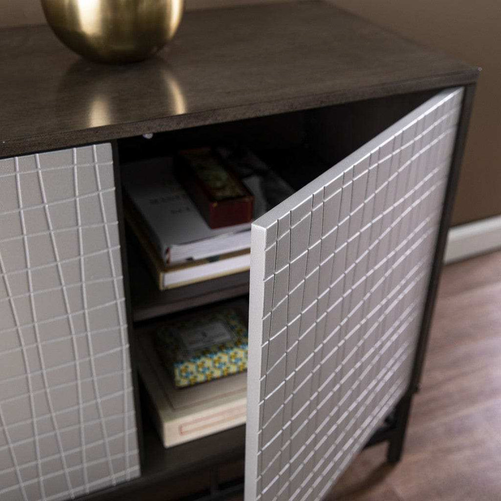 Contemporary Grid Lines Three Door Accent Cabinet - Homeroots - Flyclothing LLC