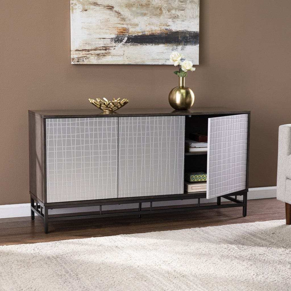 Contemporary Grid Lines Three Door Accent Cabinet - Homeroots - Flyclothing LLC