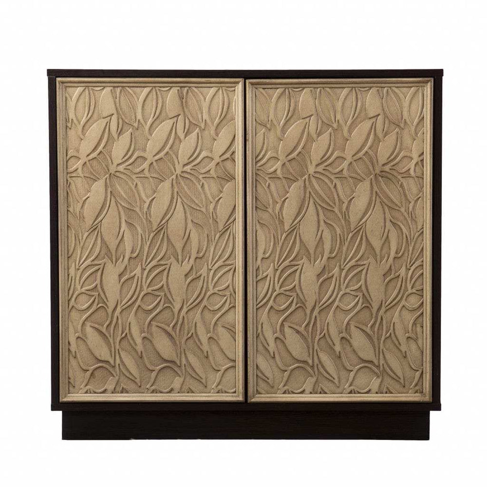 Brown and Cream Sculptural Leaf Accent Storage Cabinet - Homeroots - Flyclothing LLC