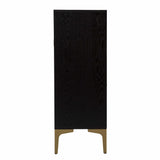 Modern Rustic Black Gold and Faux Rattan Bar Cabinet - Homeroots - Flyclothing LLC