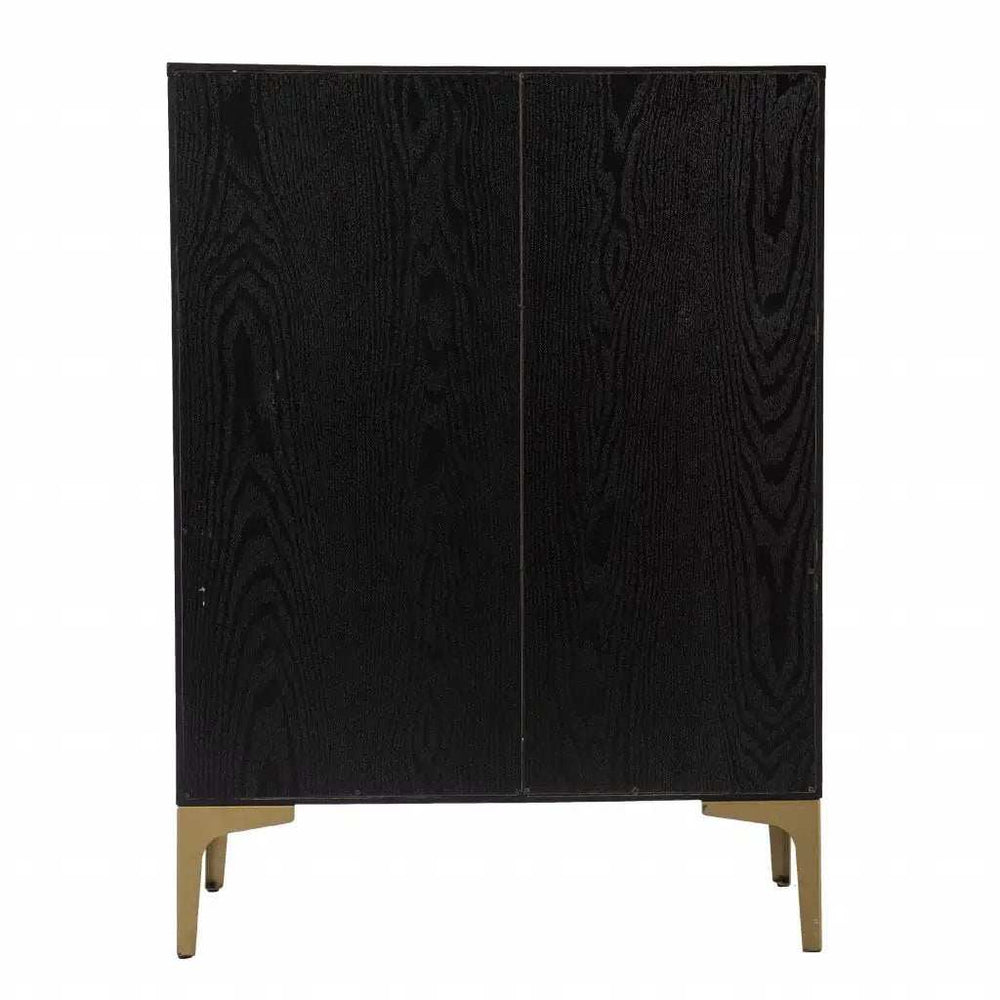 Modern Rustic Black Gold and Faux Rattan Bar Cabinet - Homeroots - Flyclothing LLC