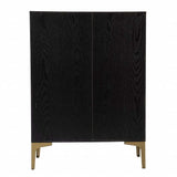 Modern Rustic Black Gold and Faux Rattan Bar Cabinet - Homeroots - Flyclothing LLC