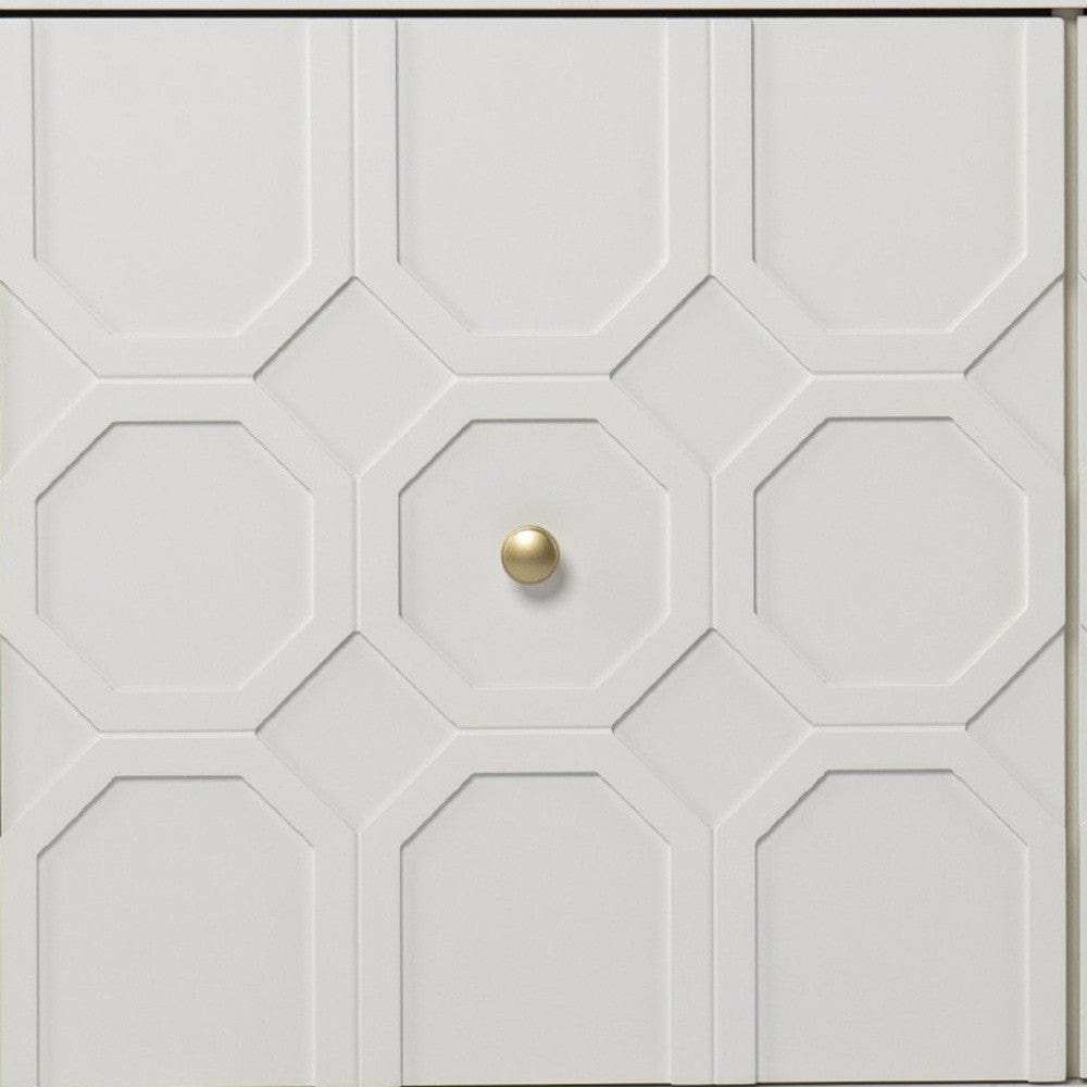 White and Gold Moroccan Dynasty Two Door Accent Cabinet - Homeroots - Flyclothing LLC