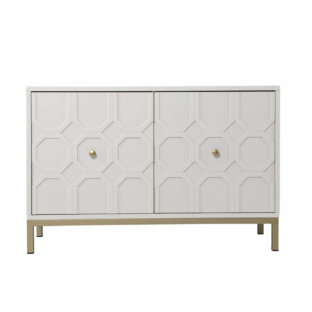 White and Gold Moroccan Dynasty Two Door Accent Cabinet - Homeroots - Flyclothing LLC