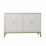 White and Gold Moroccan Dynasty Two Door Accent Cabinet - Homeroots - Flyclothing LLC