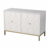 White and Gold Moroccan Dynasty Two Door Accent Cabinet - Homeroots - Flyclothing LLC