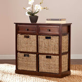 Mahogany and Seagrass Basket Storage Shelving Unit - Homeroots - Flyclothing LLC