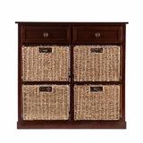 Mahogany and Seagrass Basket Storage Shelving Unit - Homeroots - Flyclothing LLC