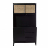 Rustic Black and Light Bamboo Tall Buffet Cabinet - Homeroots - Flyclothing LLC