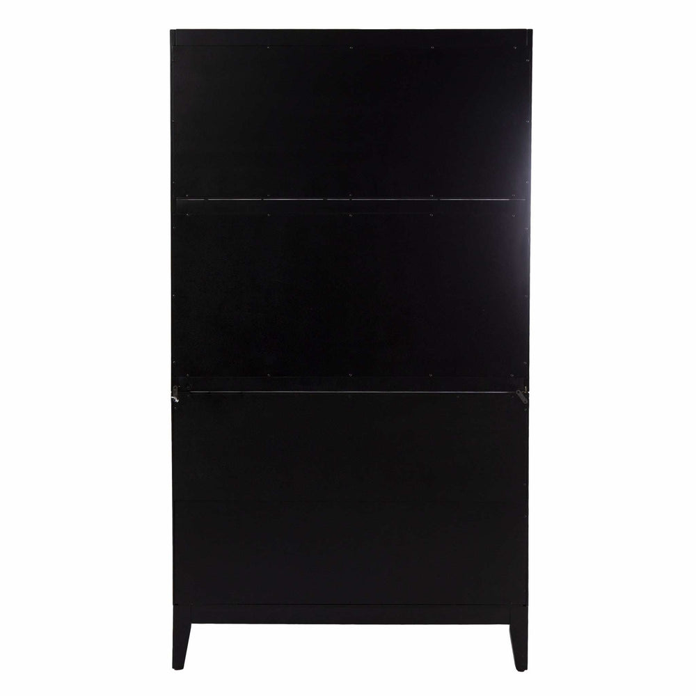Rustic Black and Light Bamboo Tall Buffet Cabinet - Homeroots - Flyclothing LLC