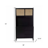 Rustic Black and Light Bamboo Tall Buffet Cabinet - Homeroots - Flyclothing LLC