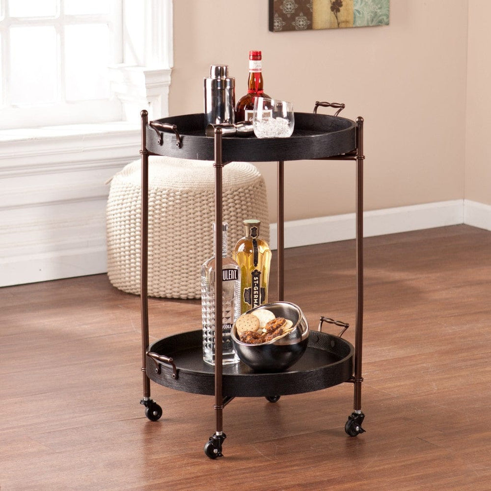 29" Black Manufactured Wood And Iron Round End Table - Homeroots - Flyclothing LLC