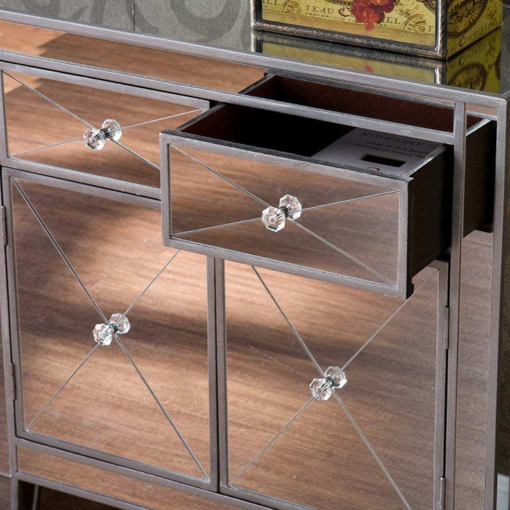 Glamorous Mirrored Bling Two Door Storage Accent Cabinet - Homeroots - Flyclothing LLC
