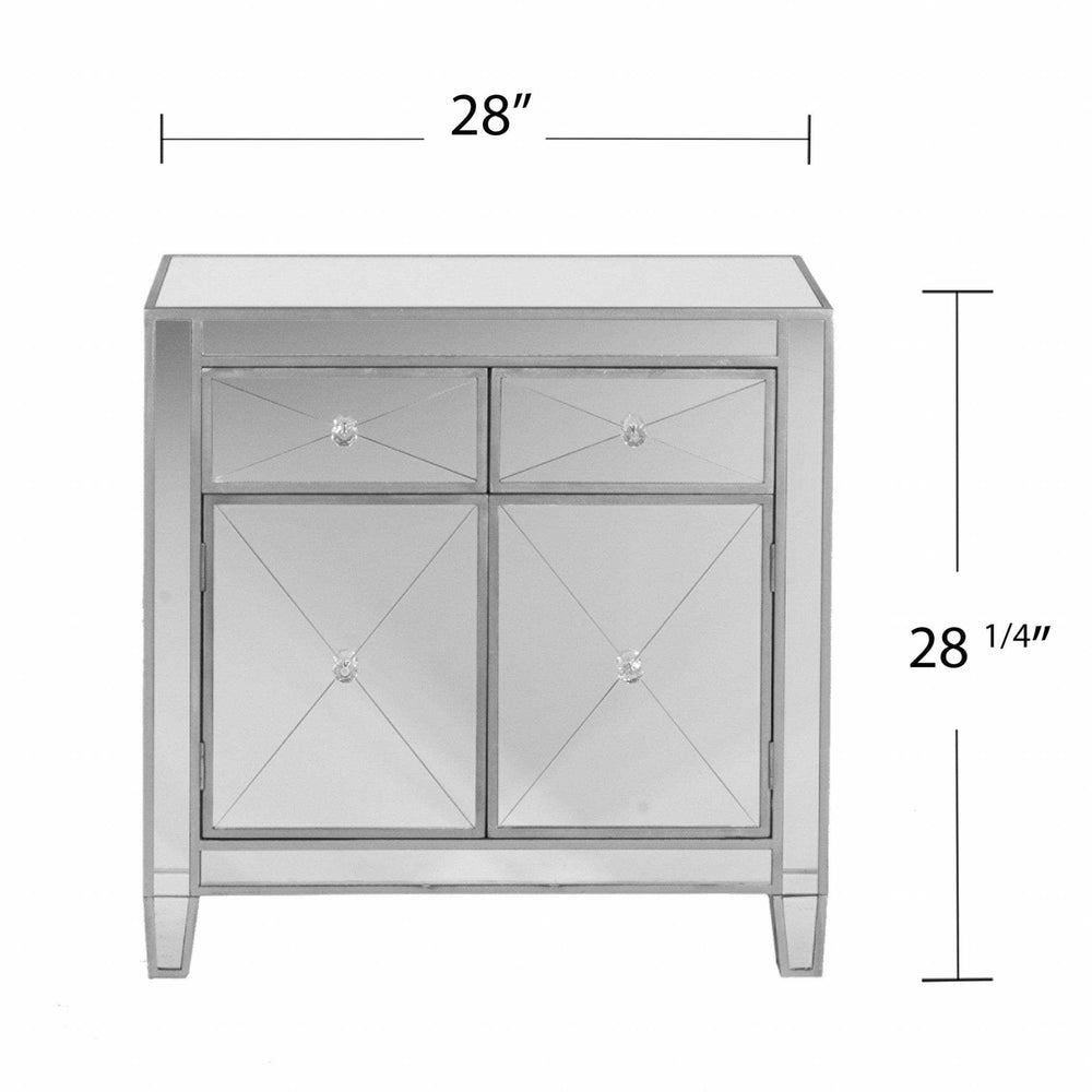 Glamorous Mirrored Bling Two Door Storage Accent Cabinet - Homeroots - Flyclothing LLC