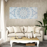 19" X 45" Shades of Blue Ornate Floral Medallion Wood Plank Wall Art - Homeroots - Flyclothing LLC
