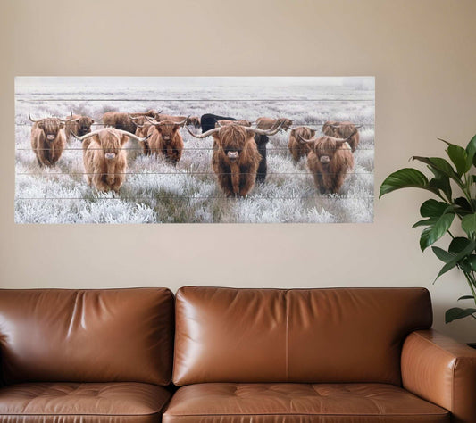 Angelic Highland Cow Herd Wood Plank Wall Art - Homeroots - Flyclothing LLC