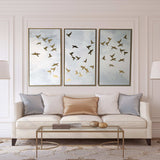 Set of Three Golden Birds Framed Canvas Wall Art - Homeroots - Flyclothing LLC