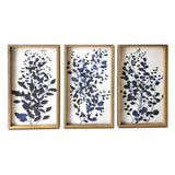 Set Of Three Blue Branches Framed Canvas Wall Art Picture Frame Graphic Art Wall Art - Homeroots - Flyclothing LLC