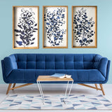 Set Of Three Blue Branches Framed Canvas Wall Art Picture Frame Graphic Art Wall Art - Homeroots - Flyclothing LLC