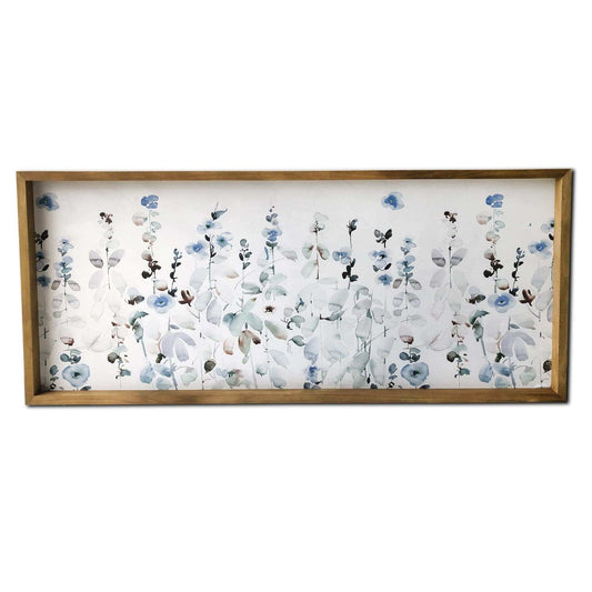 Blue Flower Garden Print Wood Plank Wall Art Picture Frame Graphic Art Wall Art - Homeroots - Flyclothing LLC