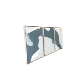 Set Of Three Blues and Grays Abstract Framed Canvas Wall Art Floater Frame Graphic Art Wall Art - Homeroots - Flyclothing LLC