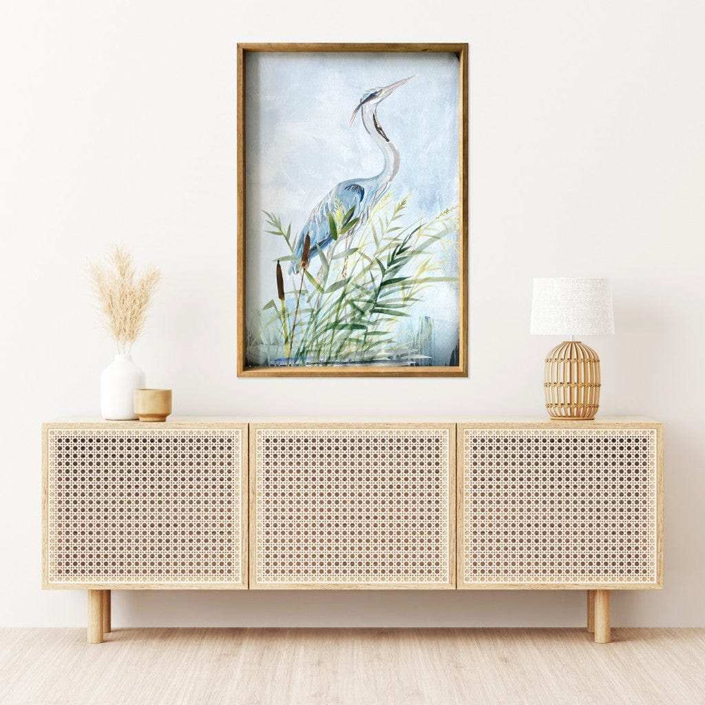 Stunning Heron Wooden Framed Canvas Wall Art Picture Frame Graphic Art Wall Art - Homeroots - Flyclothing LLC