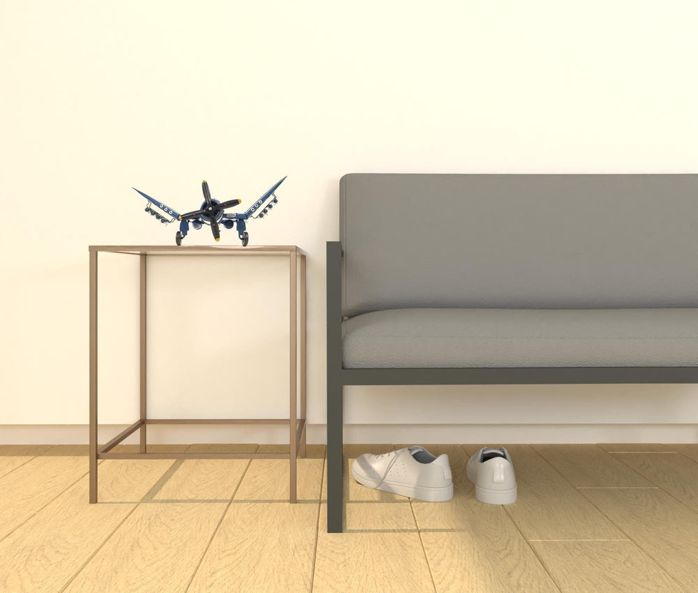 6" Blue Metal Hand Painted Model Airplane Tabletop Sculpture - Homeroots