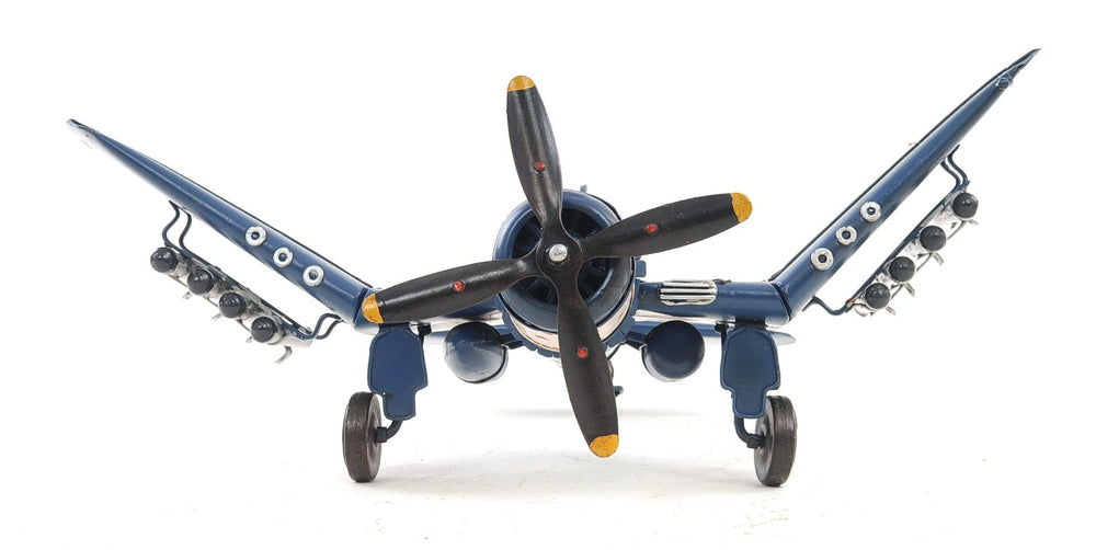 6" Blue Metal Hand Painted Model Airplane Tabletop Sculpture - Homeroots