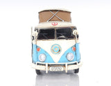 6" Blue And White Metal Volkswagen Bus Sculpture - Homeroots